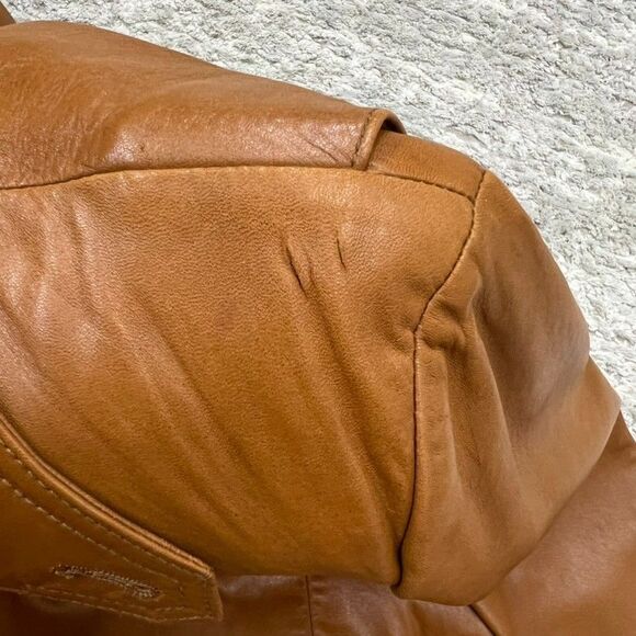 Vintage Breier of Amsterdam Camel Brown Leather Two Button Blazer Coat Mens XL - Picture 9 of 16